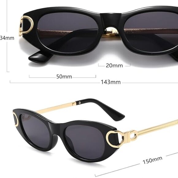 Classic oval black frame sun glasses - Picture 4 of 6